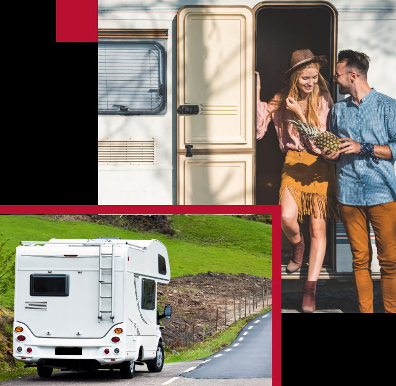 Motorhome & Campervan Insurance by AMT Insurance Solutions, depicting a motorhome in a scenic location providing peace of mind while travelling.